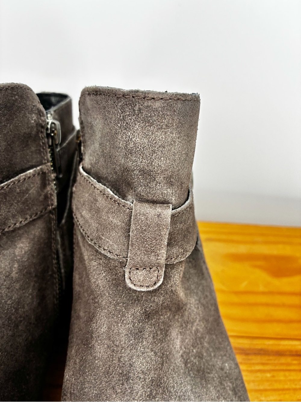 Born Jorgette Gray Nubuck Leather Buckle Ankle Booties Size 7.5 - Picture 7 of 14